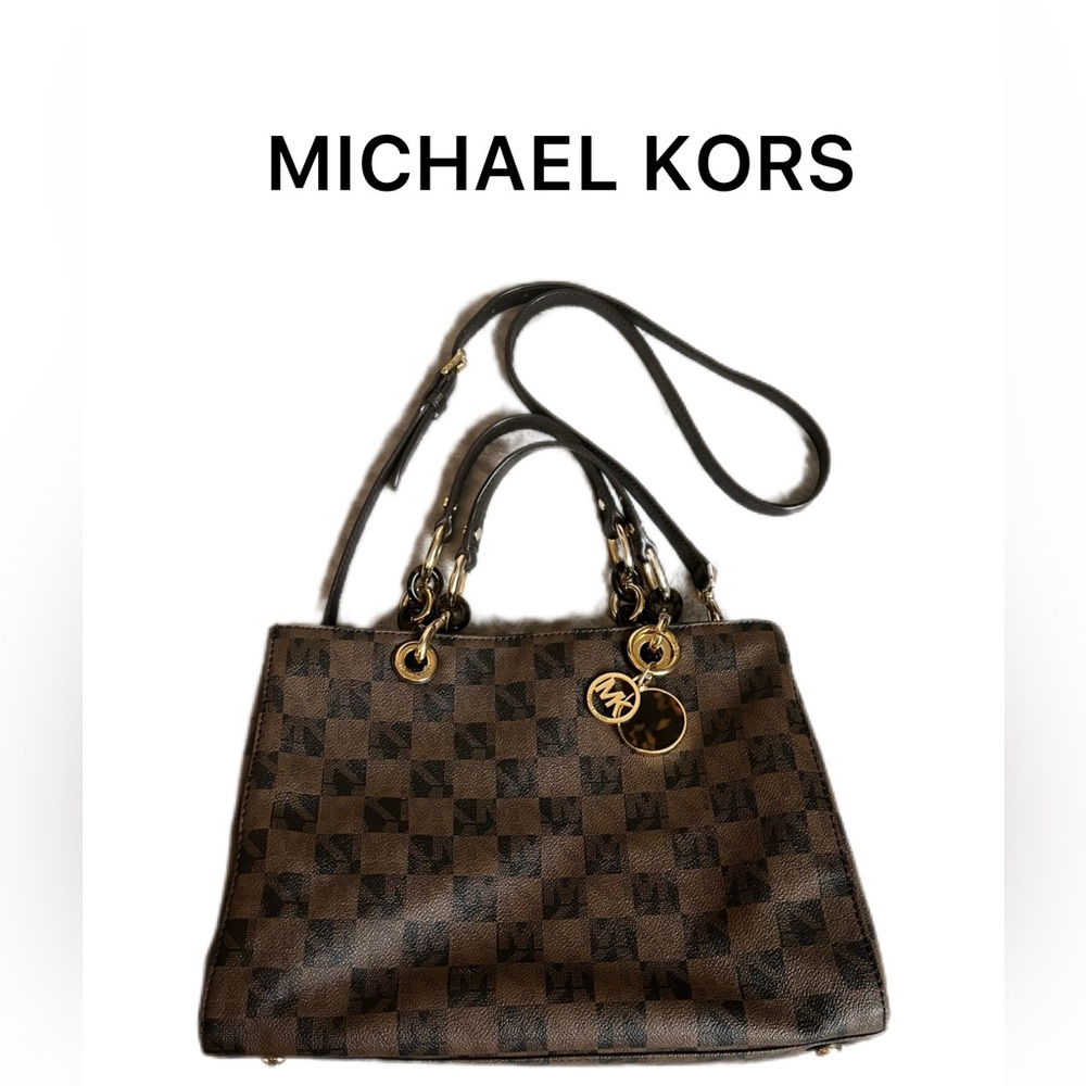 MICHAEL KORS Brown Checkered Purse